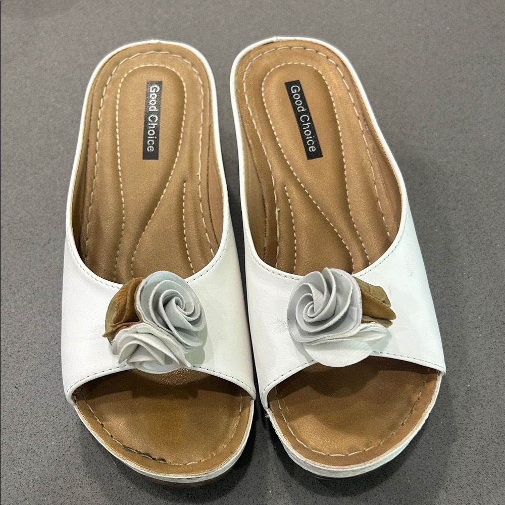 Good choice White and Gray Women's Slide Sandals